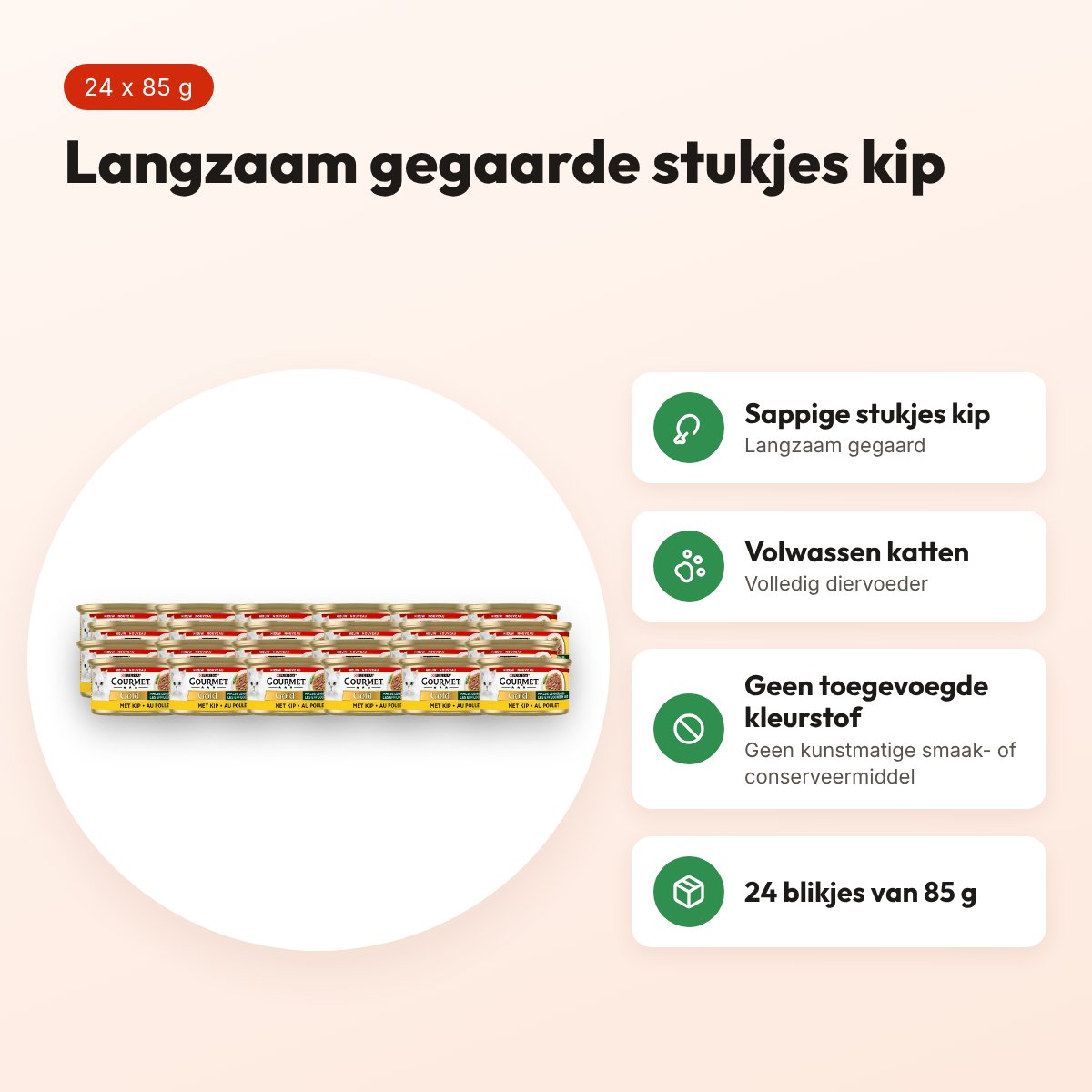 Gourmet Gold kattenvoer Malse Lekkernijen kip 24 x 85 g – voordelen