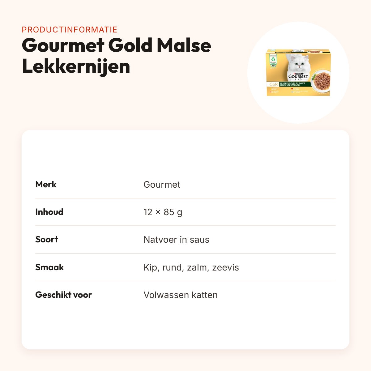 Gourmet Gold kattenvoer Malse Lekkernijen multipack 12 x 85 g – in saus – productinformatie