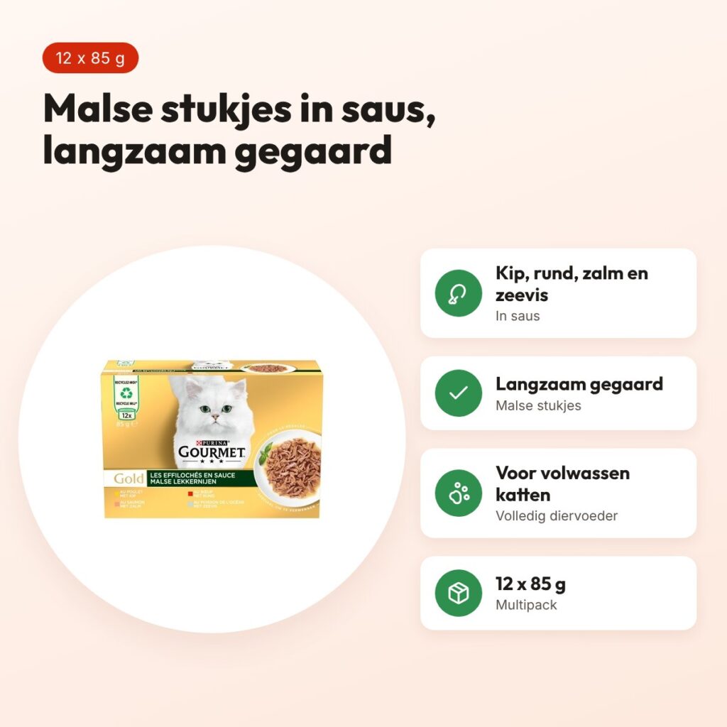 Gourmet Gold kattenvoer Malse Lekkernijen multipack 12 x 85 g – in saus – voordelen