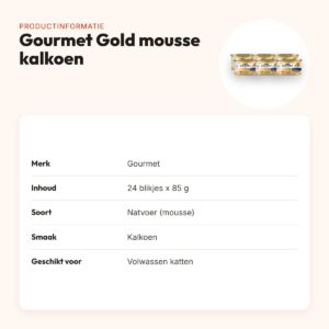 Gourmet Gold kattenvoer mousse kalkoen 24 x 85 g – productinformatie
