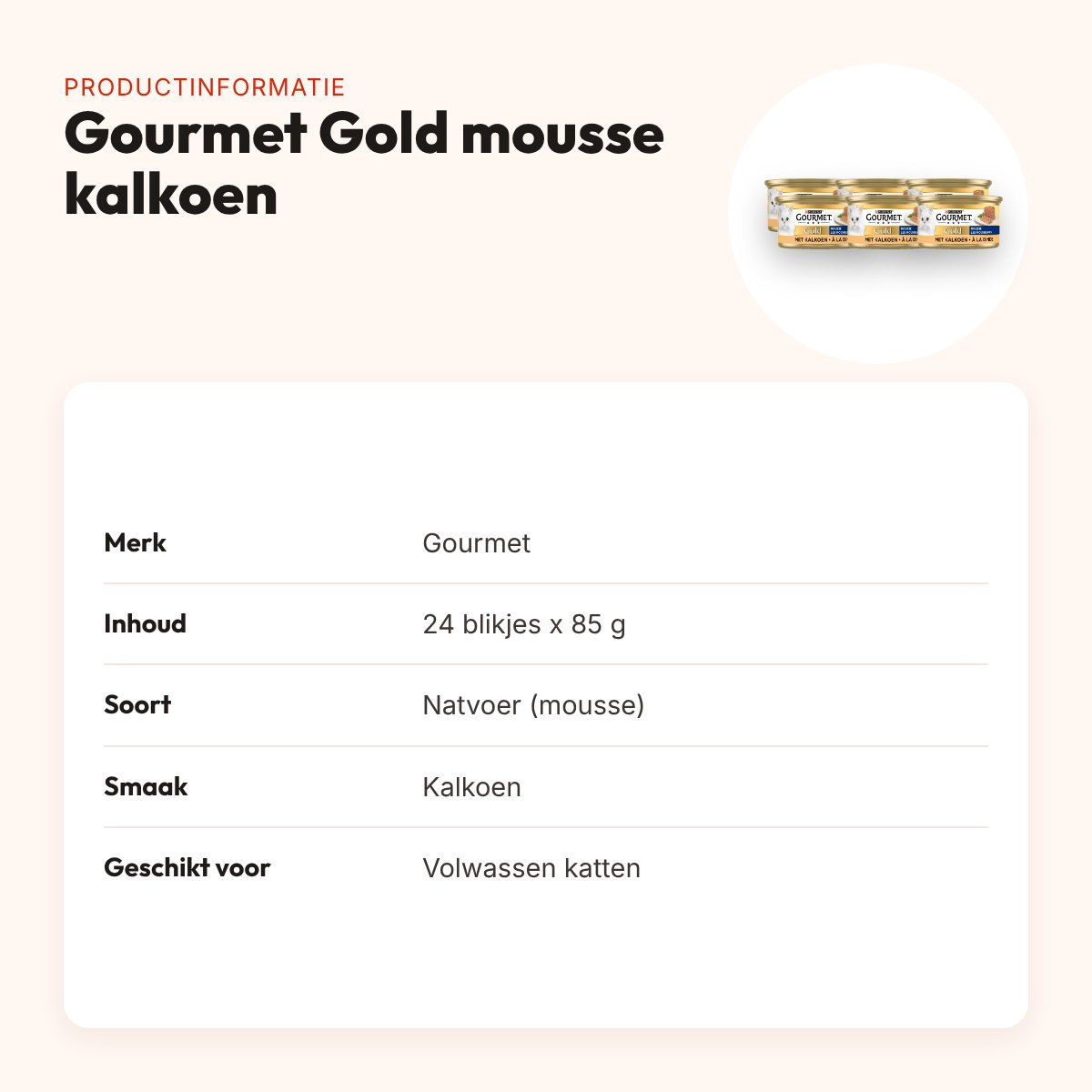 Gourmet Gold kattenvoer mousse kalkoen 24 x 85 g – productinformatie