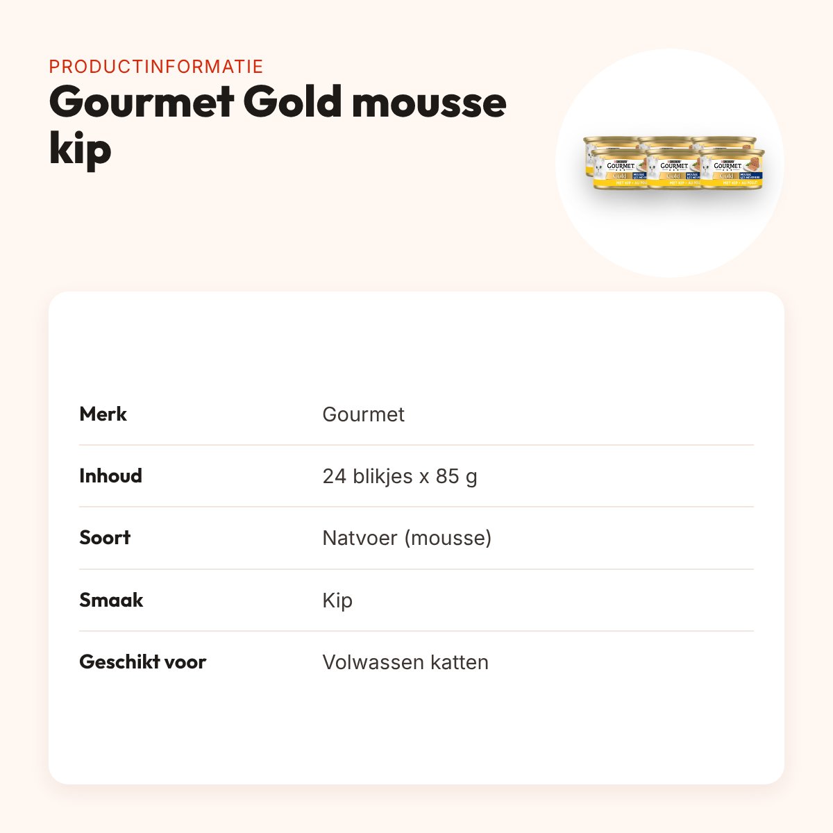 Gourmet Gold kattenvoer mousse kip 24 x 85 g – productinformatie
