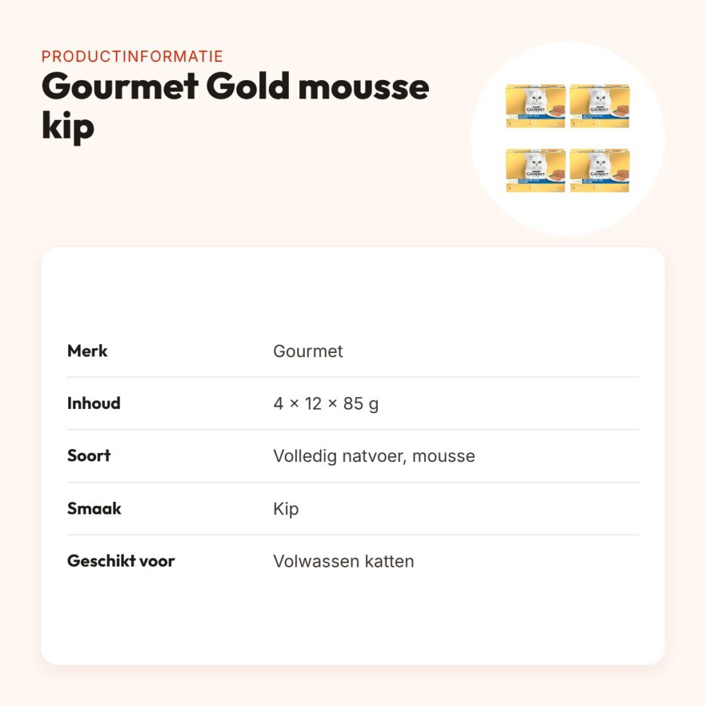 Gourmet Gold kattenvoer mousse kip 85 g – multipack 4 x 12 stuks – productinformatie
