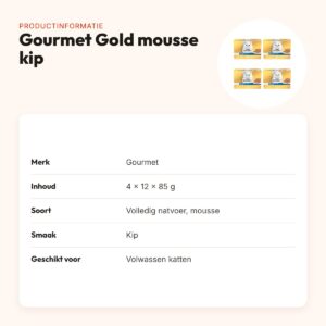 Gourmet Gold kattenvoer mousse kip 85 g – multipack 4 x 12 stuks – productinformatie