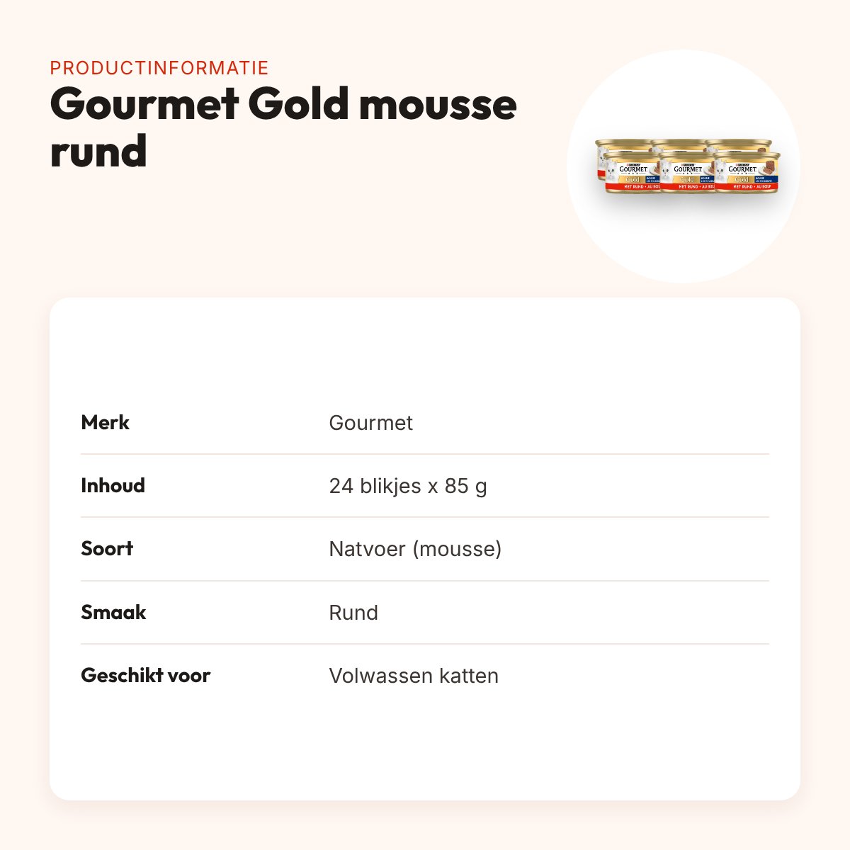 Gourmet Gold kattenvoer mousse rund 24 x 85 g – blikjes – productinformatie