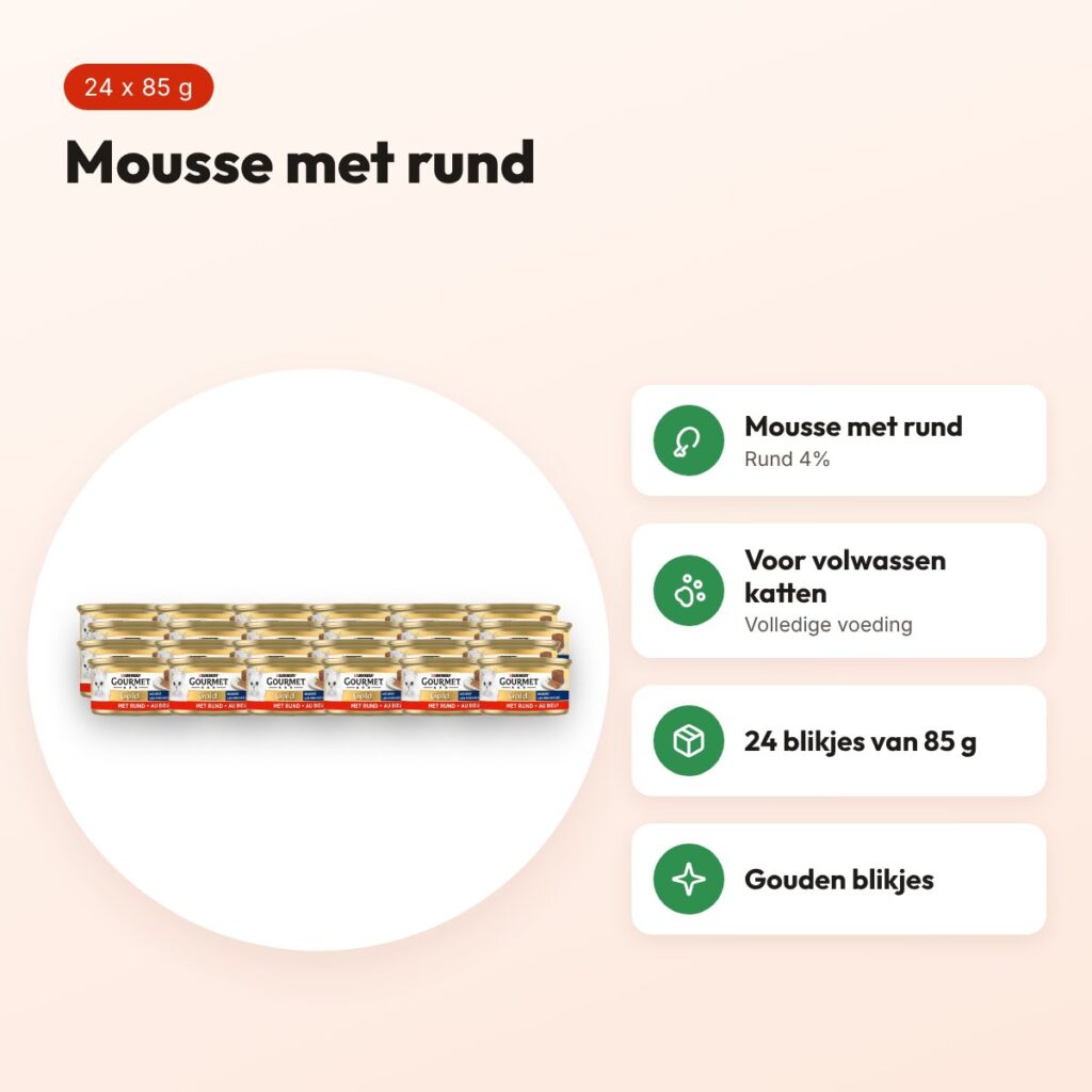 Gourmet Gold kattenvoer mousse rund 24 x 85 g – blikjes – voordelen