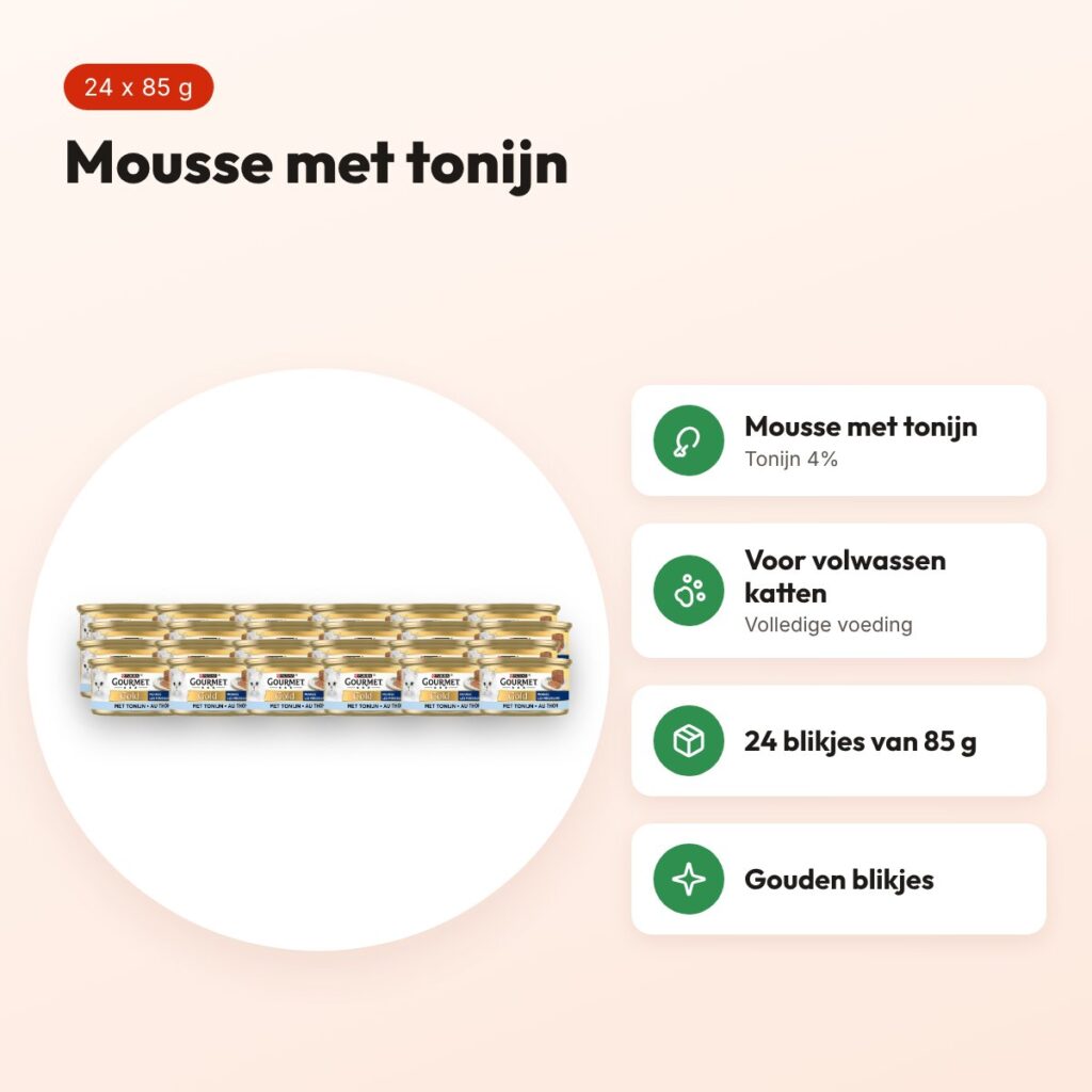 Gourmet Gold kattenvoer mousse tonijn 24 x 85 g – voordelen