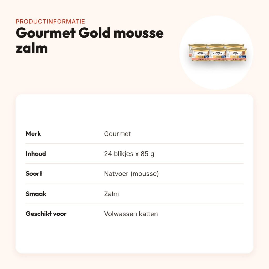 Gourmet Gold kattenvoer mousse zalm 24 x 85 g – productinformatie