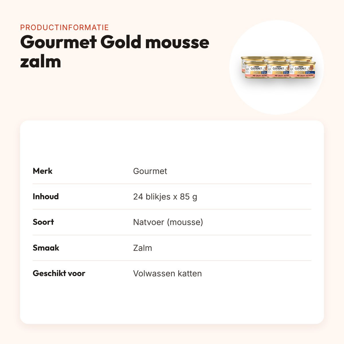 Gourmet Gold kattenvoer mousse zalm 24 x 85 g – productinformatie