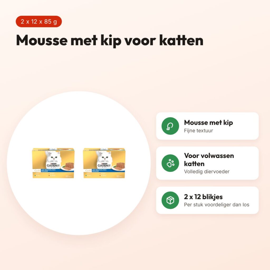 Gourmet Gold mousse kattenvoer kip 12 x 85 g – multipack 2 stuks – voordelen