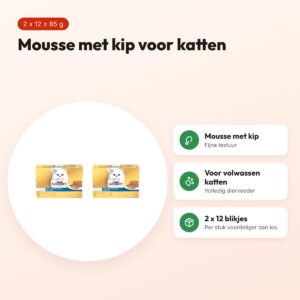 Gourmet Gold mousse kattenvoer kip 12 x 85 g – multipack 2 stuks – voordelen