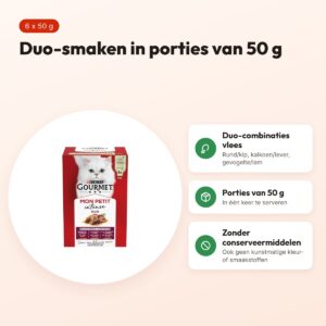 Gourmet Mon Petit Duo Vlees 6 x 50 g – natvoer voor katten – voordelen
