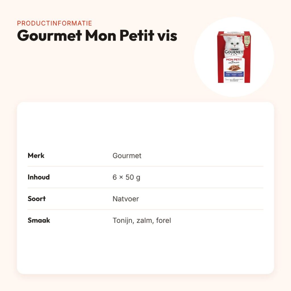 Gourmet Mon Petit vis 6 x 50 g – natvoer voor katten – productinformatie