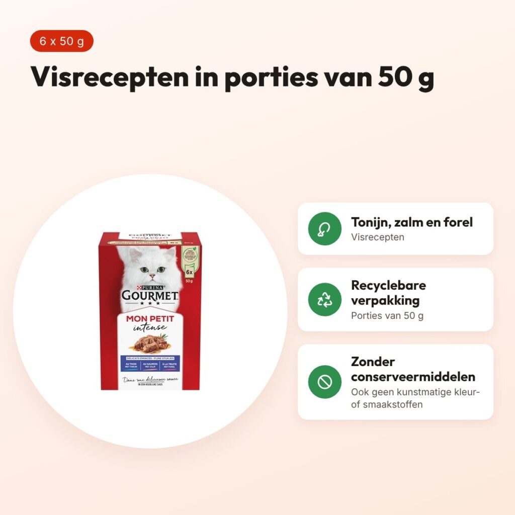 Gourmet Mon Petit vis 6 x 50 g – natvoer voor katten – voordelen