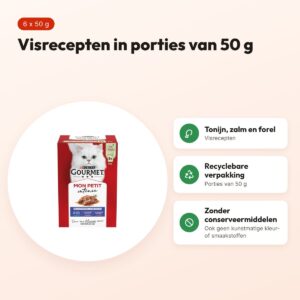 Gourmet Mon Petit vis 6 x 50 g – natvoer voor katten – voordelen