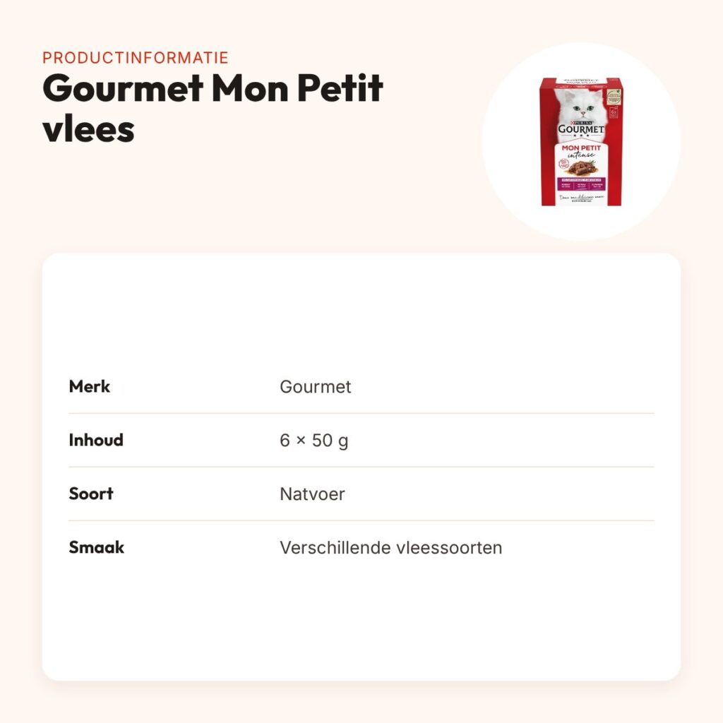 Gourmet Mon Petit vlees 6 x 50 g – natvoer voor katten – productinformatie