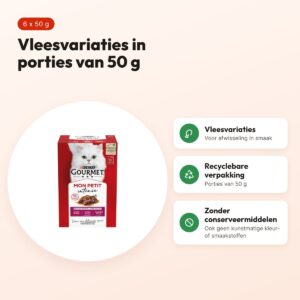 Gourmet Mon Petit vlees 6 x 50 g – natvoer voor katten – voordelen