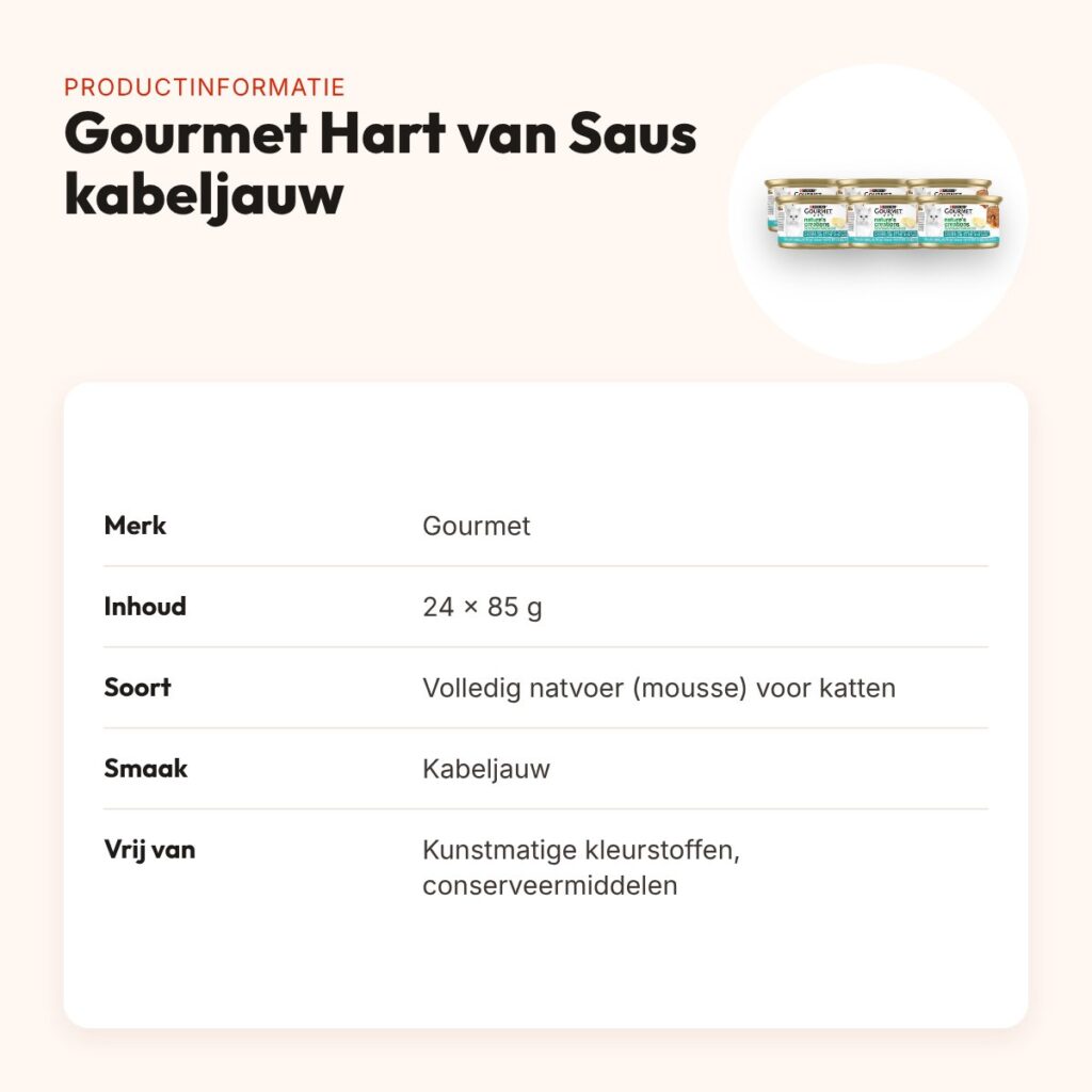 Gourmet Nature's Creations Hart van Saus kabeljauw 24 x 85 g – productinformatie