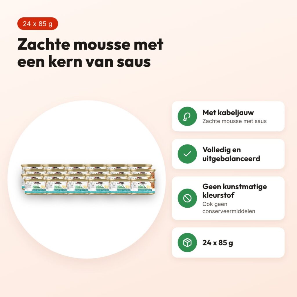 Gourmet Nature's Creations Hart van Saus kabeljauw 24 x 85 g – voordelen