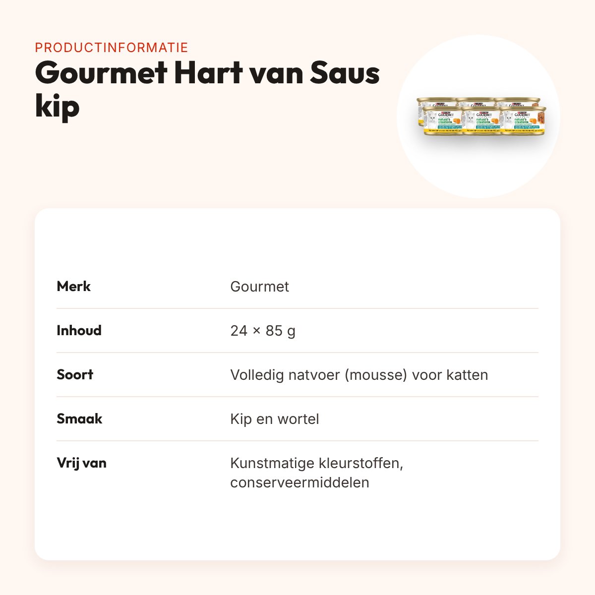 Gourmet Nature's Creations Hart van Saus kip 24 x 85 g – productinformatie