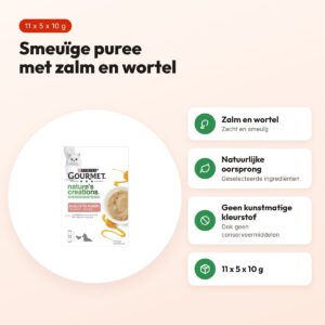 Gourmet Nature's Creations kattensnack puree zalm 11 x 5 x 10 g – voordelen