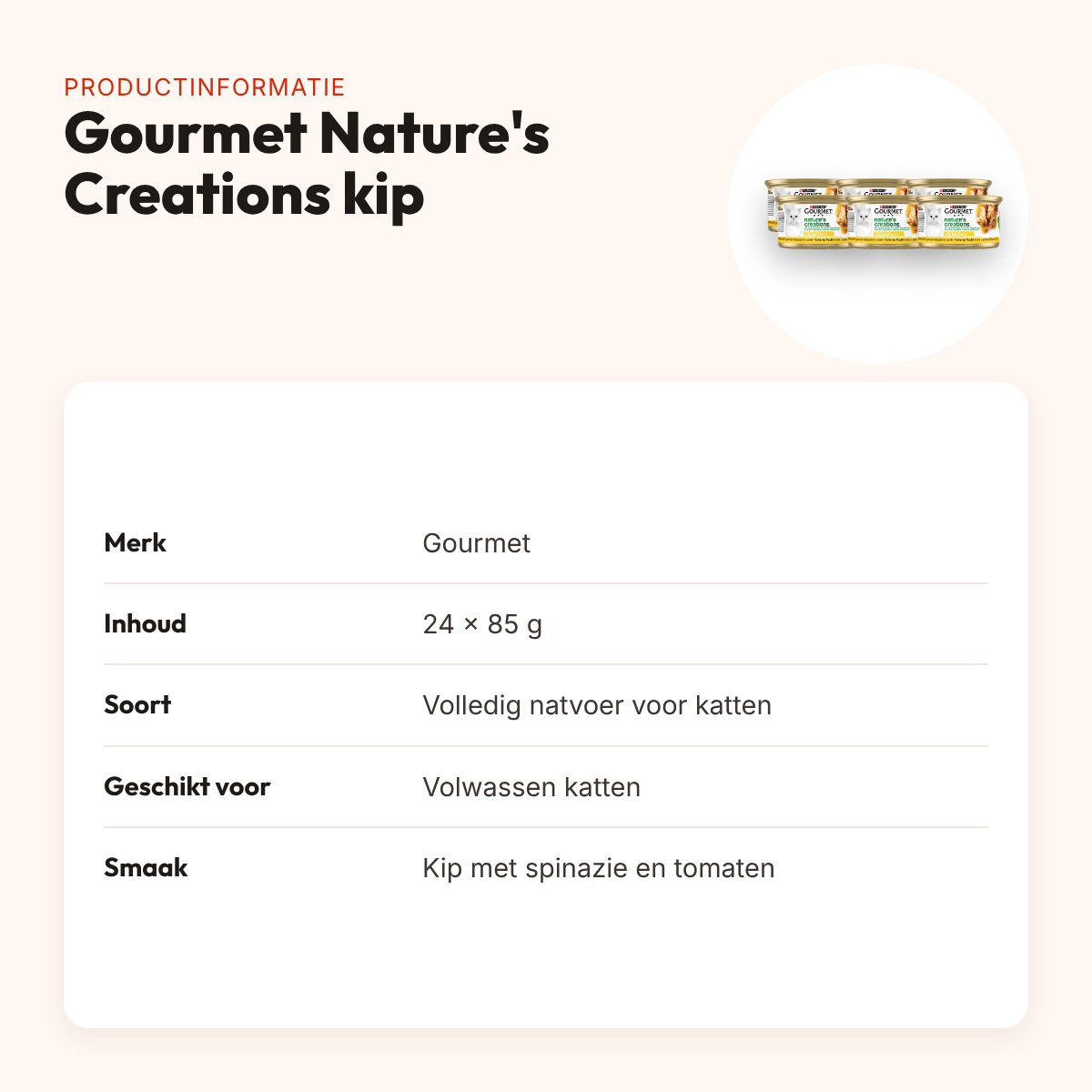 Gourmet Nature's Creations kattenvoer filet kip 24 x 85 g – productinformatie