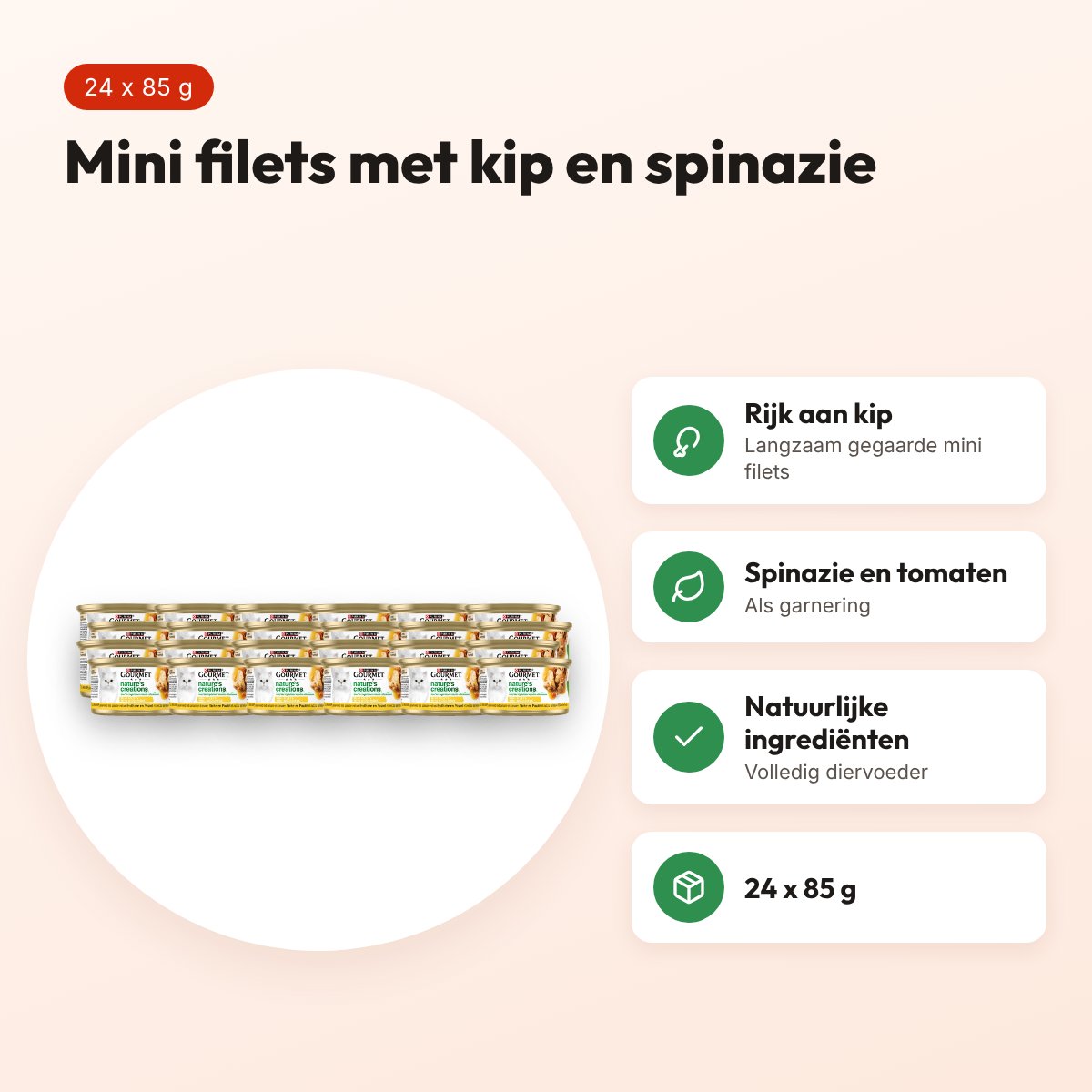 Gourmet Nature's Creations kattenvoer filet kip 24 x 85 g – voordelen