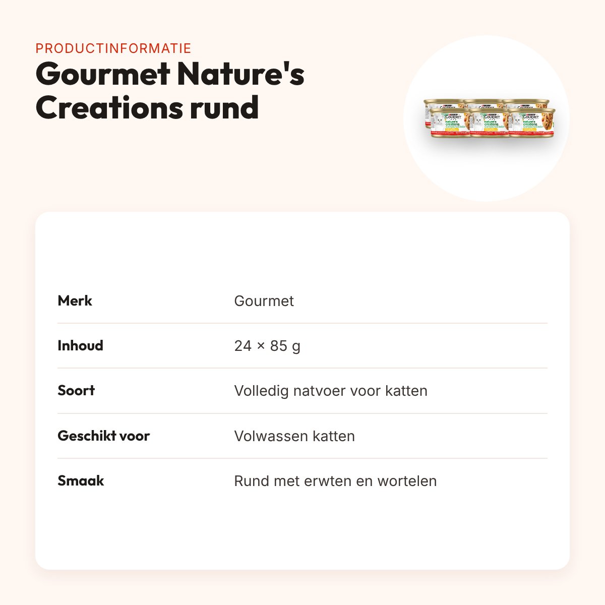 Gourmet Nature's Creations kattenvoer filet rund 24 x 85 g – productinformatie