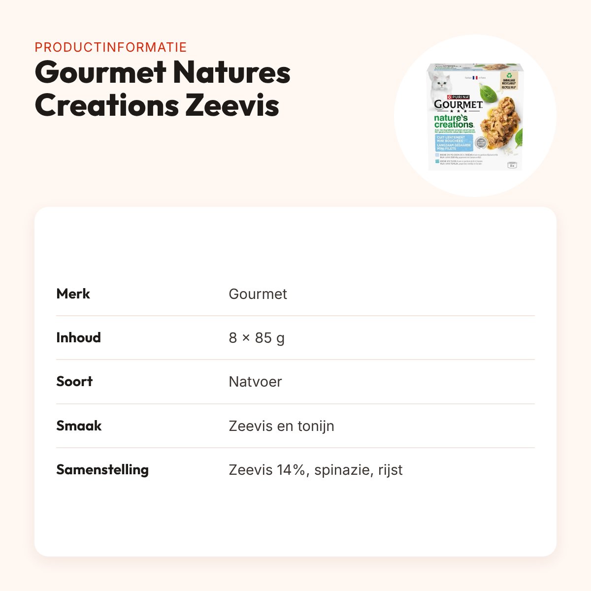 Gourmet Natures Creations Filet zeevis 8 x 85 g – mini filets – productinformatie
