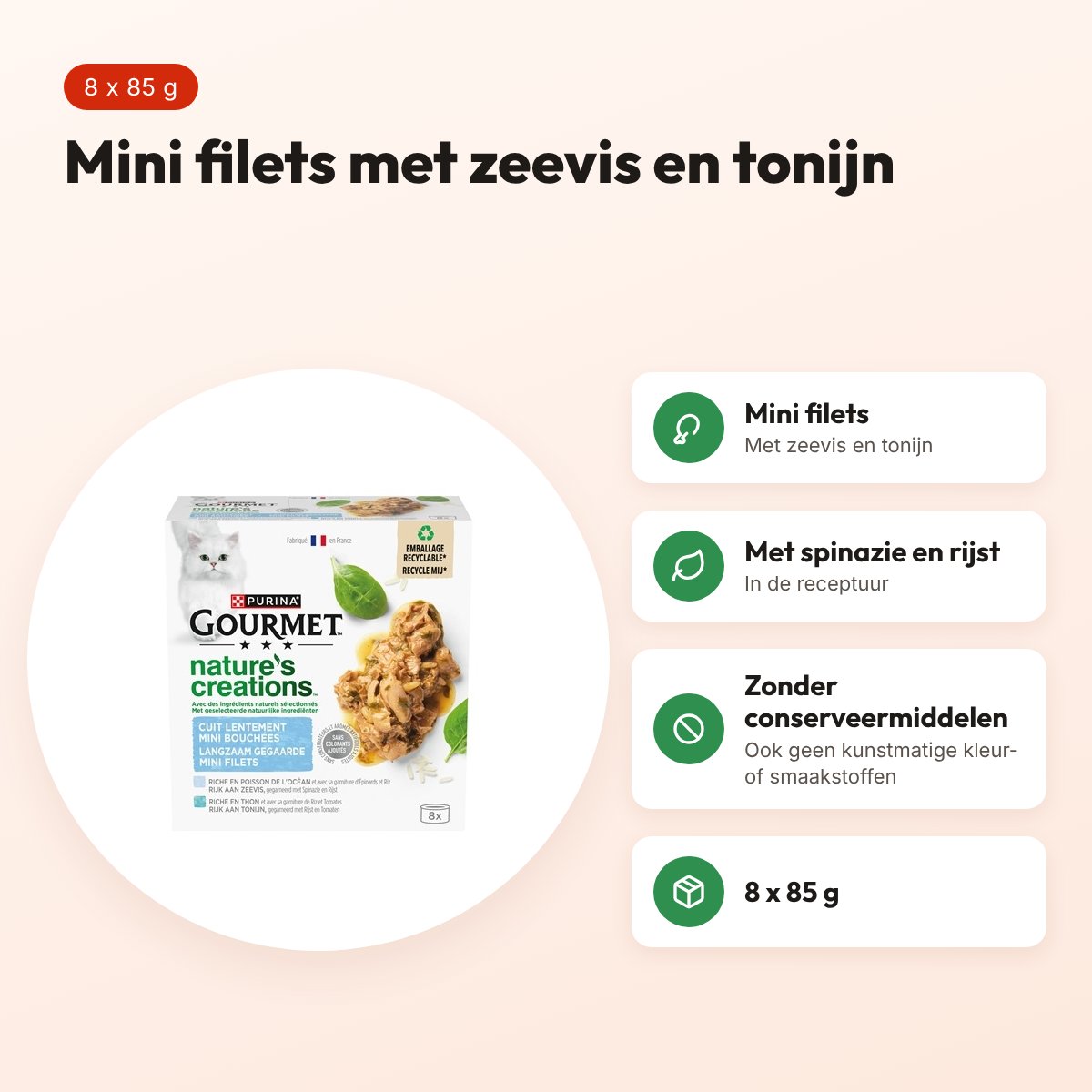 Gourmet Natures Creations Filet zeevis 8 x 85 g – mini filets – voordelen