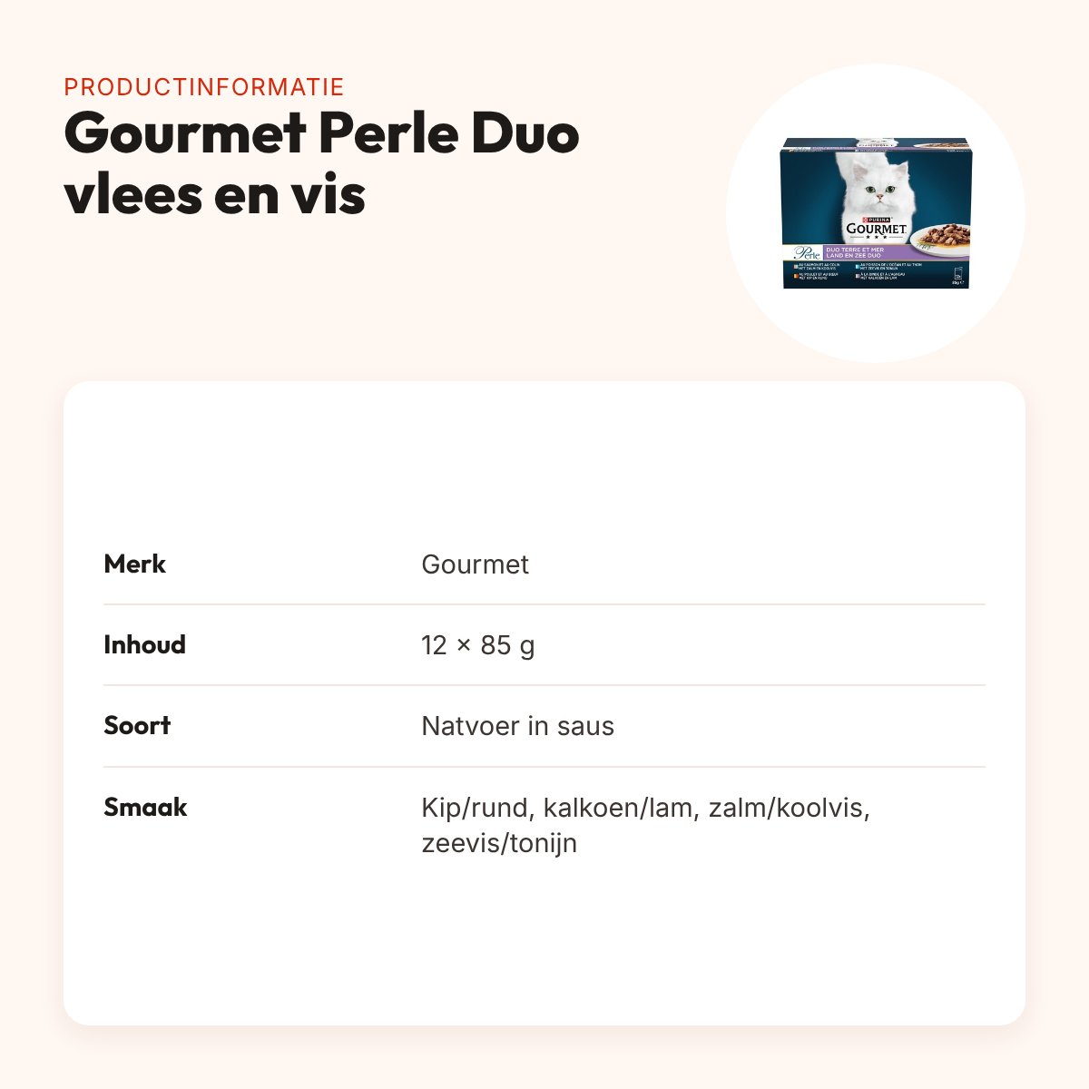 Gourmet Perle Duo vlees en vis mini filets in saus 12 x 85 g – productinformatie