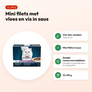Gourmet Perle Duo vlees en vis mini filets in saus 12 x 85 g – voordelen