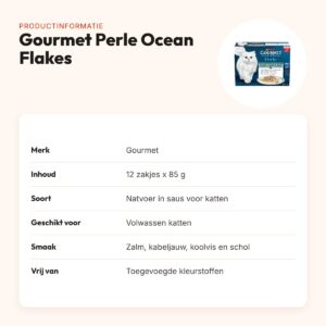 Gourmet Perle kattenvoer Ocean Flakes in saus vismix 12 x 85 g – productinformatie