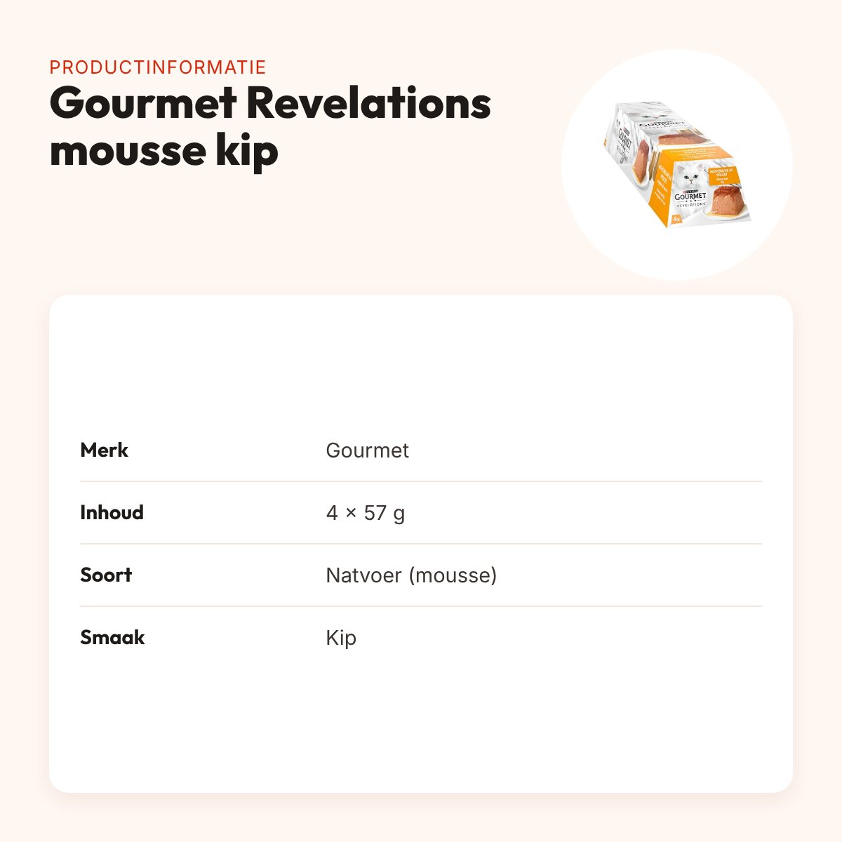 Gourmet Revelations kattenvoer mousse met kip 4 x 57 g – productinformatie