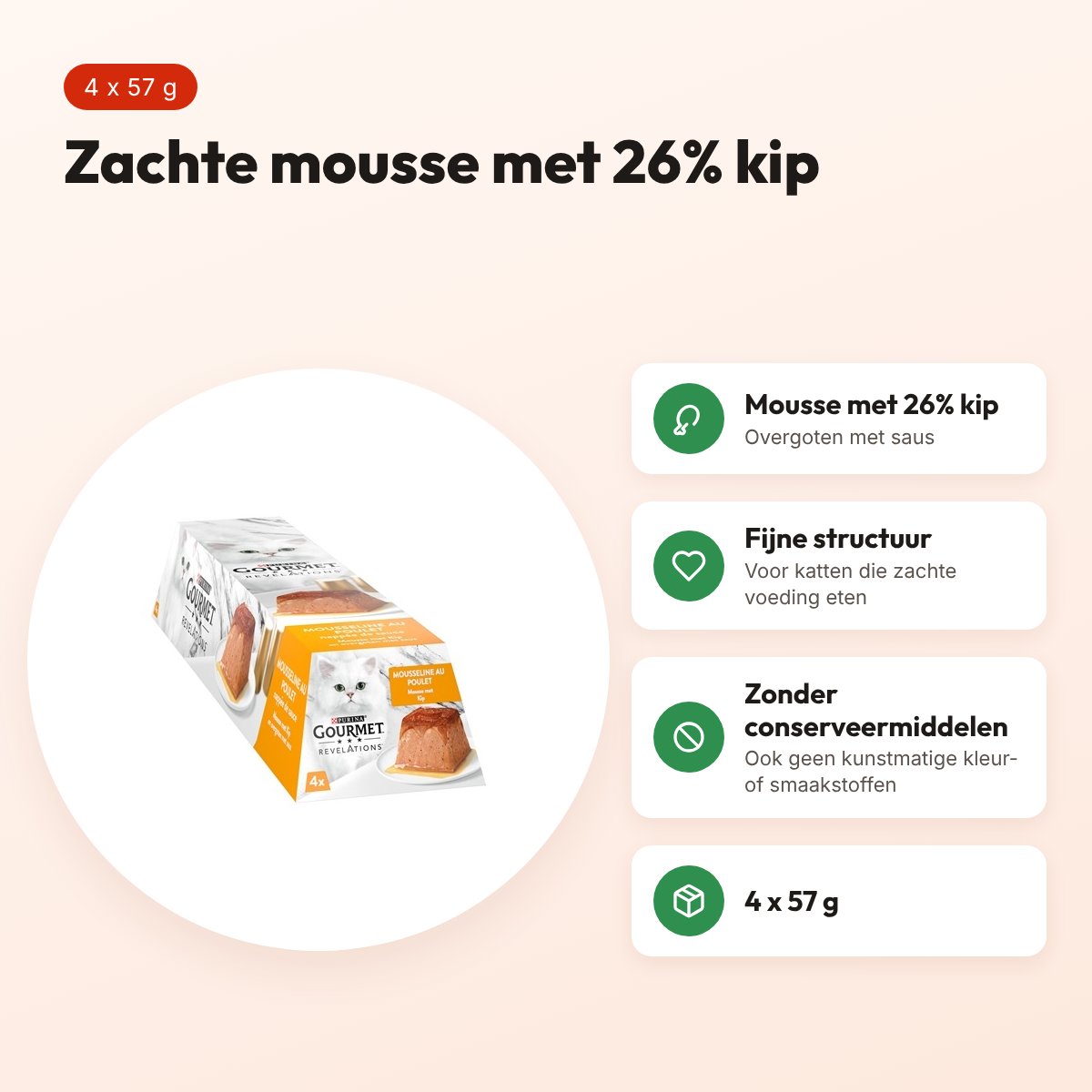Gourmet Revelations kattenvoer mousse met kip 4 x 57 g – voordelen