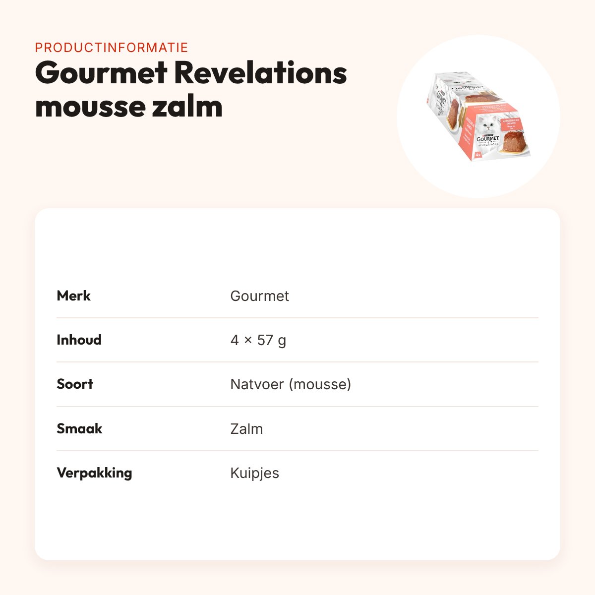 Gourmet Revelations kattenvoer mousse met zalm 4 x 57 g – productinformatie
