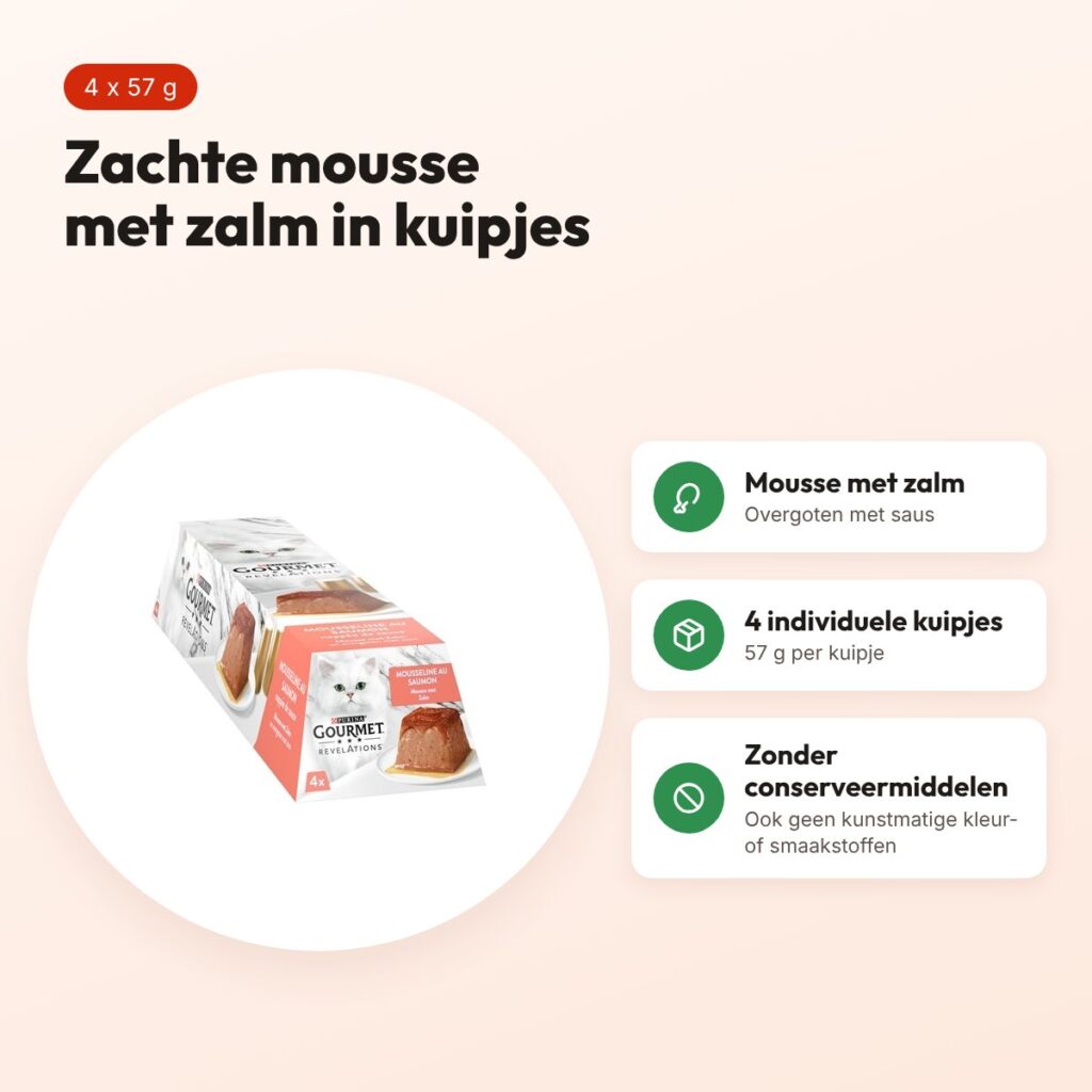 Gourmet Revelations kattenvoer mousse met zalm 4 x 57 g – voordelen