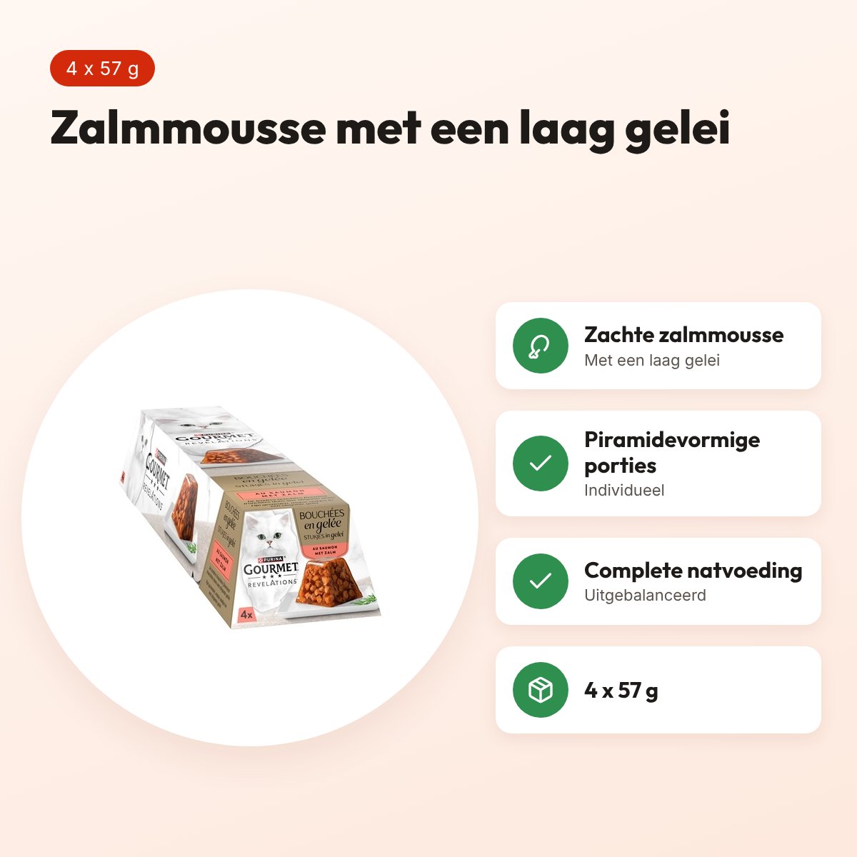 Gourmet Revelations kattenvoer zalm in gelei 4 x 57 g – voordelen
