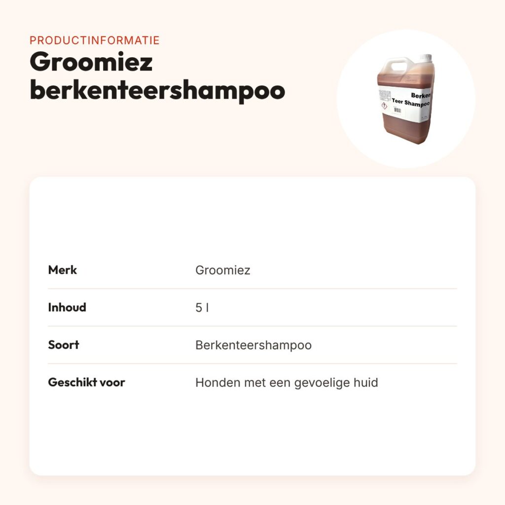 Groomiez berkenteershampoo hond 5 l – gevoelige huid – productinformatie