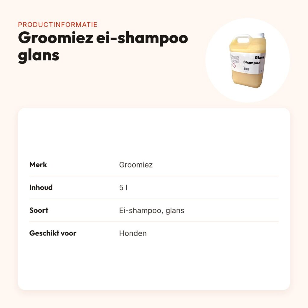 Groomiez ei-shampoo glans hond 5 l – productinformatie