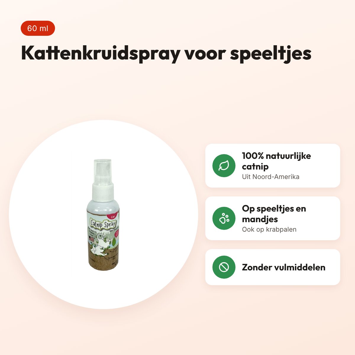 Happy Pet catnip spray 60 ml – Noord-Amerikaans kattenkruid – voordelen