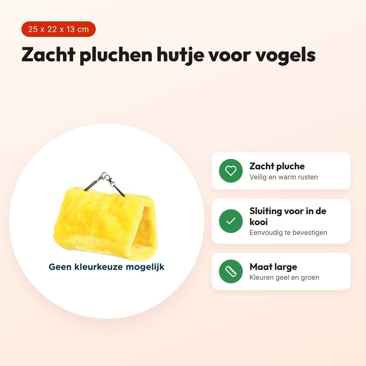 Happy Pet Cozzzy Hut Large 25 x 22 x 13 cm – pluche vogelhutje – voordelen