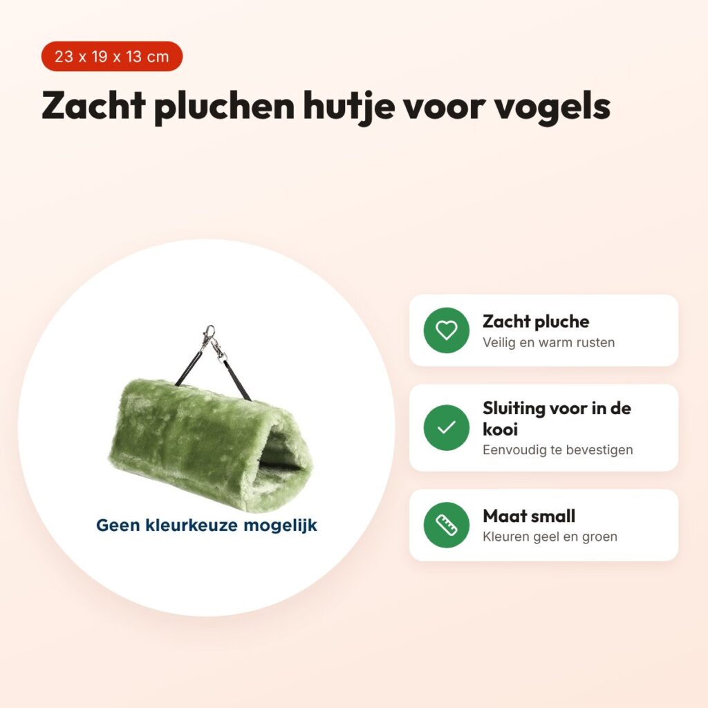 Happy Pet Cozzzy Hut Small 23 x 19 x 13 cm – pluche vogelhutje – voordelen