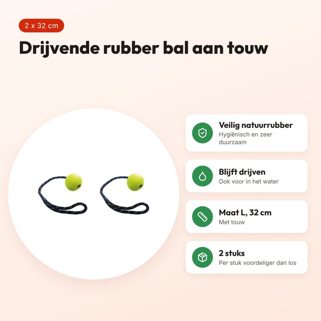 Happy Pet Floater rubber bal aan touw L 32 cm – multipack 2 stuks – voordelen