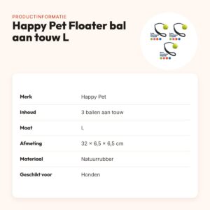 Happy Pet Floater rubber bal aan touw L 32 cm – multipack 3 stuks – productinformatie