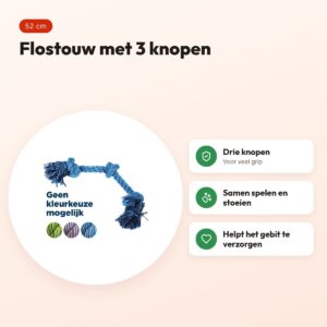 Happy Pet Flossin Fun 3 knoop flostouw 52 cm – hondenspeelgoed – voordelen
