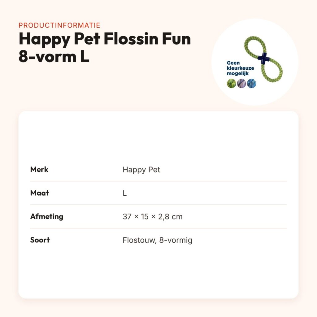 Happy Pet Flossin Fun hondenspeelgoed 8-vormig L 37 cm – flostouw – productinformatie