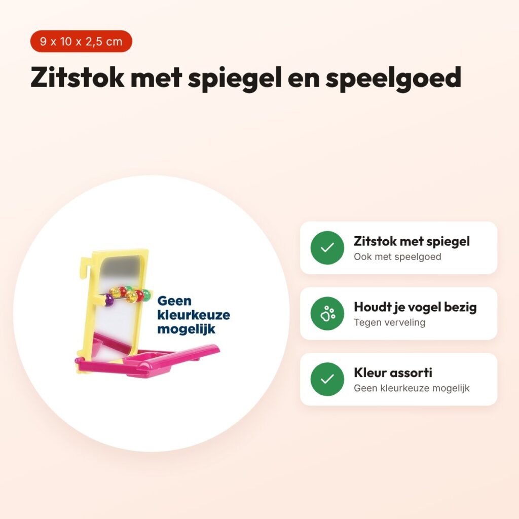 Happy Pet Fun At The Fair Mirror Perch zitstok met spiegel 9 x 10 x 2,5 cm – voordelen