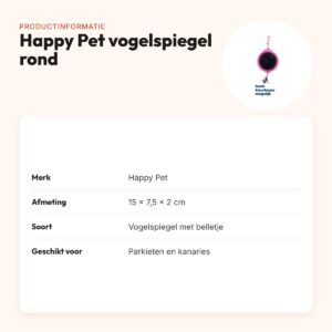 Happy Pet Fun At The Fair vogelspiegel rond 15 x 7,5 cm – met belletje – productinformatie