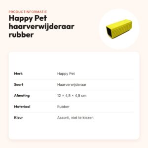 Happy Pet haarverwijderaar rubber 12 x 4,5 x 4,5 cm – kleur assorti – productinformatie